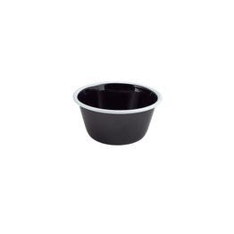 Enamel Deep Pie Dish Black with White Rim 12cm