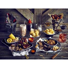 Enamel Deep Pie Dish Black with White Rim 12cm alternative