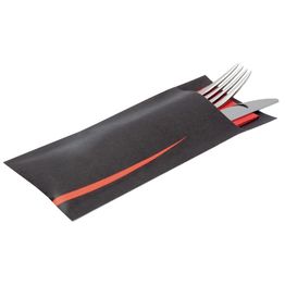 Europochette Bari Black Cutlery Pouch with Red Napkin alternative