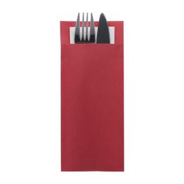 Europochette Classic Size Beet Red Cutlery Pouch with White 2ply Napkin alternative
