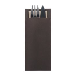 Europochette Classic Size Chocolate Brown Cutlery Pouch with Kraft 2ply Napkin alternative