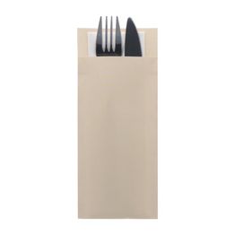 Europochette Classic Size Cream Cutlery Pouch with White 2ply Napkin alternative