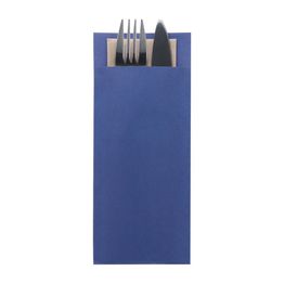 Europochette Classic Size Marine Blue Cutlery Pouch with Kraft 2ply Napkin alternative