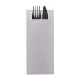Europochette Classic Size Sea Salt Grey Cutlery Pouch with White 2ply Napkin alternative