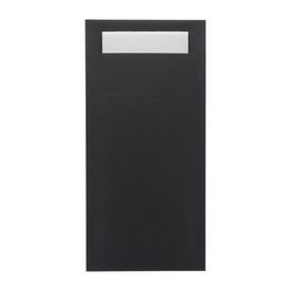 Europochette Extra Size Black Cutlery Pouch with White Airlaid Napkin