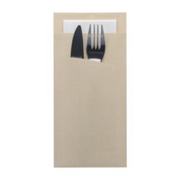 Europochette Extra Size Champagne Cutlery Pouch with White Airlaid Napkin alternative