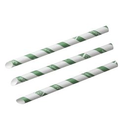 Vegware PS12-GS Bubble Tea Green Stripe 12mm Paper Straw