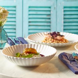 Incise Porcelain Scalloped Coupe Bowl 23cm