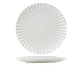 Incise Porcelain Scalloped Coupe Plate 30cm