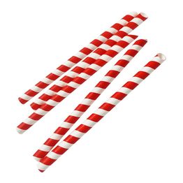 Fiesta Compostable Bubble Tea Straw Red &amp; White 12x210mm alternative
