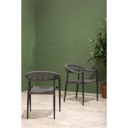 Bolero Eden PE Twist Rattan Outdoor Arm Chairs Charcoal alternative