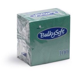 Bulkysoft Rainbow 40cm 3-Ply Green Dinner Napkins 1/4 Fold