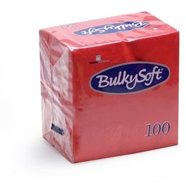 Bulkysoft Rainbow 40cm 3-Ply Red Dinner Napkins 1/4 Fold