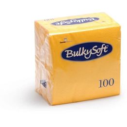 Bulkysoft Rainbow 40cm 3-Ply Yellow Dinner Napkins 1/4 Fold