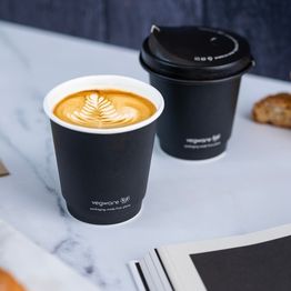 Vegware VDW-B10 10oz Double Wall Black Hot Cup, 89-Series alternative