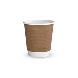 Vegware VDW-10 10oz Double Wall Brown Kraft Cup, 89-Series