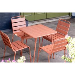 Bolero Amalfi Slatted Steel Square Folding Table Terracotta 700mm alternative