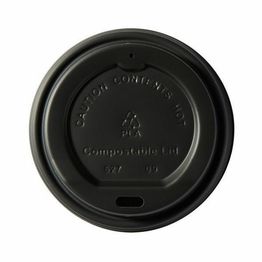 79mm CPLA Hot Cup Lid To Fit 8oz Cup - Black