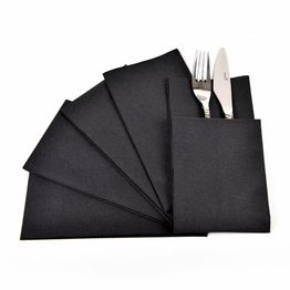 Swantex 40cm Swansoft Redifold Black Paper Napkins
