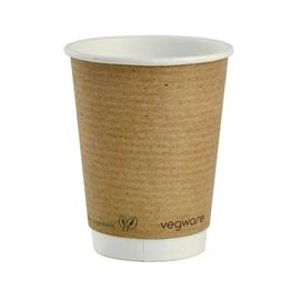 Vegware VDW-8 8oz Double Wall Kraft Hot Cup