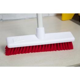 Jantex Hygiene Broom Soft Bristle Red 12in alternative