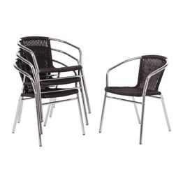 Bolero Aluminium and PE Wicker Chairs Black