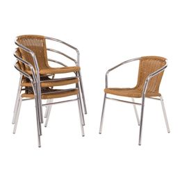 Bolero Aluminium and PE Wicker Chairs Natural