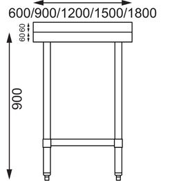 Vogue Stainless Steel Table with Upstand 600(D)mm alternative