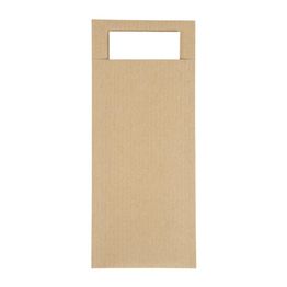 Europochette Brown Cutlery Pouch with White Napkin