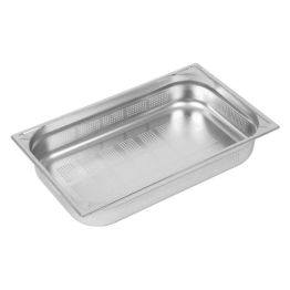 Vogue Heavy Duty Stainless Steel Perforated 1/1 Gastronorm Tray 100mm 13.5Ltr