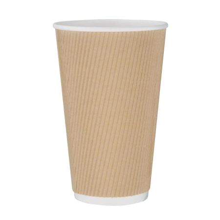 Fiesta Recyclable Coffee Cups Ripple Wall Kraft 455ml / 16oz only £58.49