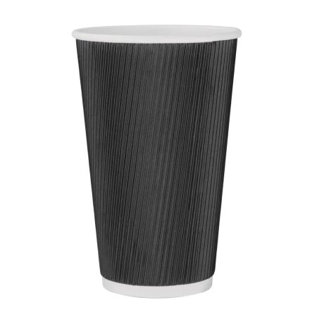 Fiesta Recyclable Ripple Wall Takeaway Coffee Cups Black 455ml / 16oz ...