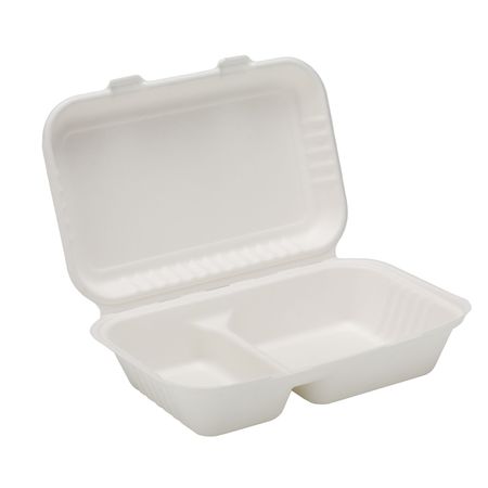 9" X 6" Bagasse 2 Compartment Lunch Box only £29.25