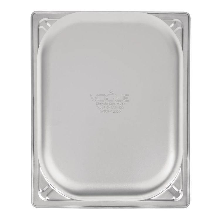 Vogue Roestvrijstalen Gastronorm Pan – 1/2 Formaat, 6,2 Liter, 100 Mm Diep – Voor Buffetten En Keukens