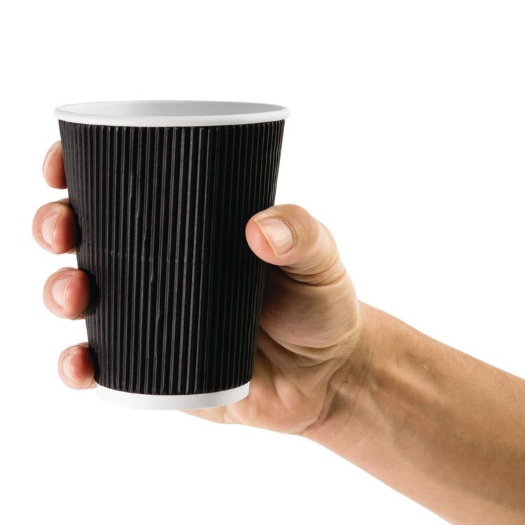 Fiesta Recyclable Coffee Cups Ripple Wall Black 340ml / 12oz only £37.11