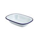 Enamel Rectangular Pie Dish White &amp; Blue 20cm additional 1