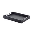 GenWare Solid Black Butlers Tray with Metal Handles 45 x 33cm additional 1