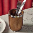 GenWare Acacia Wood Cutlery Cylinder with Metal Handles additional 2