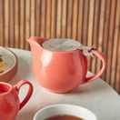 GenWare Porcelain Coral Teapot with Stainless Steel Lid &amp; Infuser 50cl/ 17.6oz additional 2