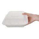 Fiesta Compostable Bagasse Hinged 3-Compartment Food Containers 201mm additional 2