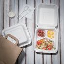 Fiesta Compostable Bagasse Hinged 3-Compartment Food Containers 201mm additional 3