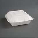 Fiesta Compostable Bagasse Hinged 3-Compartment Food Containers 201mm additional 1