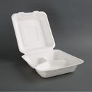 Fiesta Compostable Bagasse Hinged 3-Compartment Food Containers 201mm additional 4