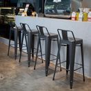 Bolero Bistro High Stool With Backrest Gun Metal additional 7
