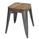 Bolero Bistro Low Stools with Wooden Seat Pad Gun Metal additional 1