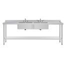 Vogue Stainless Steel Double Sink with Double Drainer 2400mm additional 3