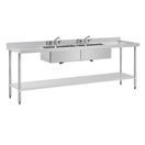 Vogue Stainless Steel Double Sink with Double Drainer 2400mm additional 4