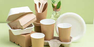 Eco-friendly,Disposable,Bamboo,Cutlery,,Paper,And,Sugarcane,Containers,For,Food