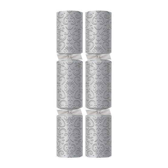 Swantex 12" Silver Fleur De Lys Christmas Crackers - O Contents C242-SVF-O