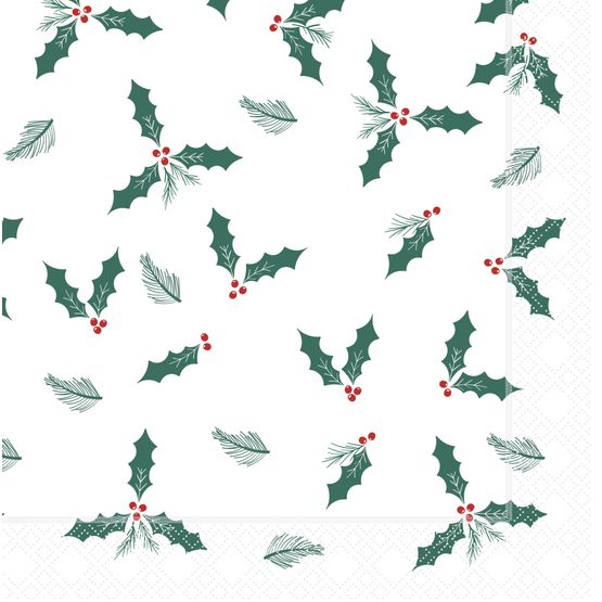 Swantex 33cm 2Ply Jolly Holly Paper Napkins X32-JLL